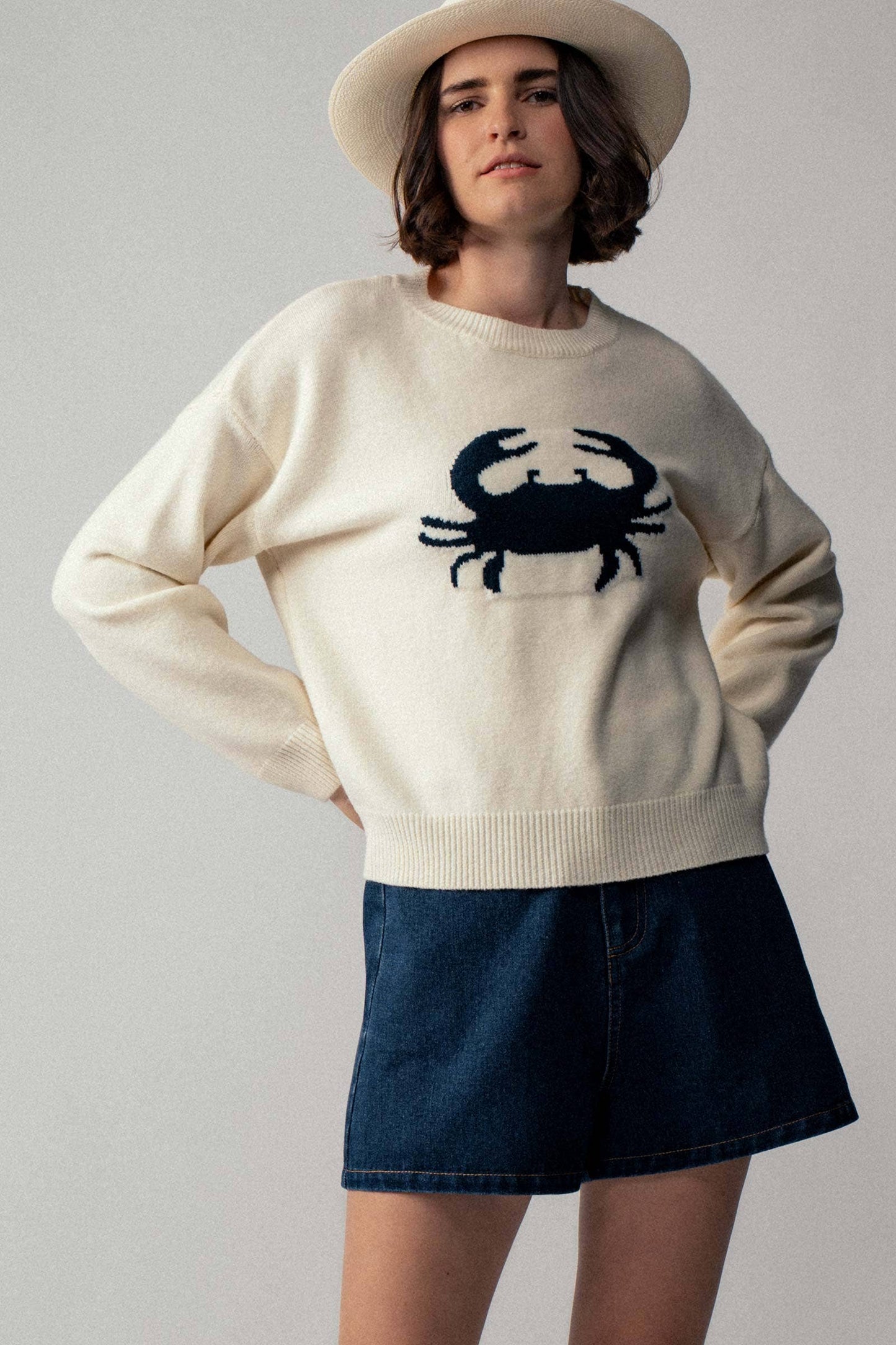 Cream Crab Knit Sweater