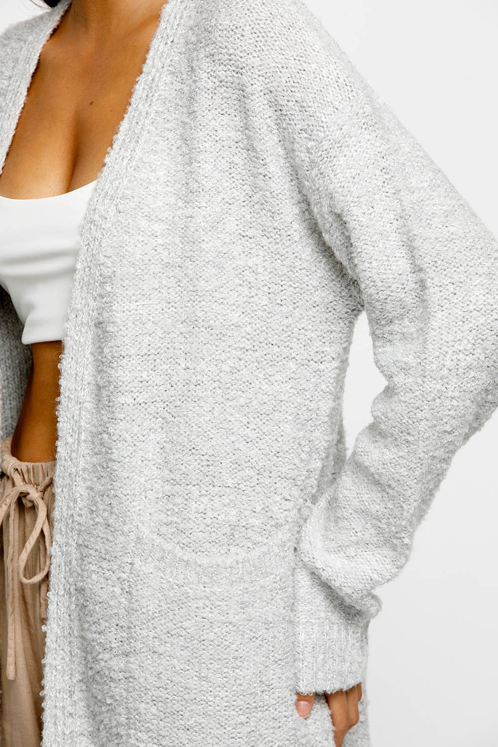 Long Knit Cardigan Grey