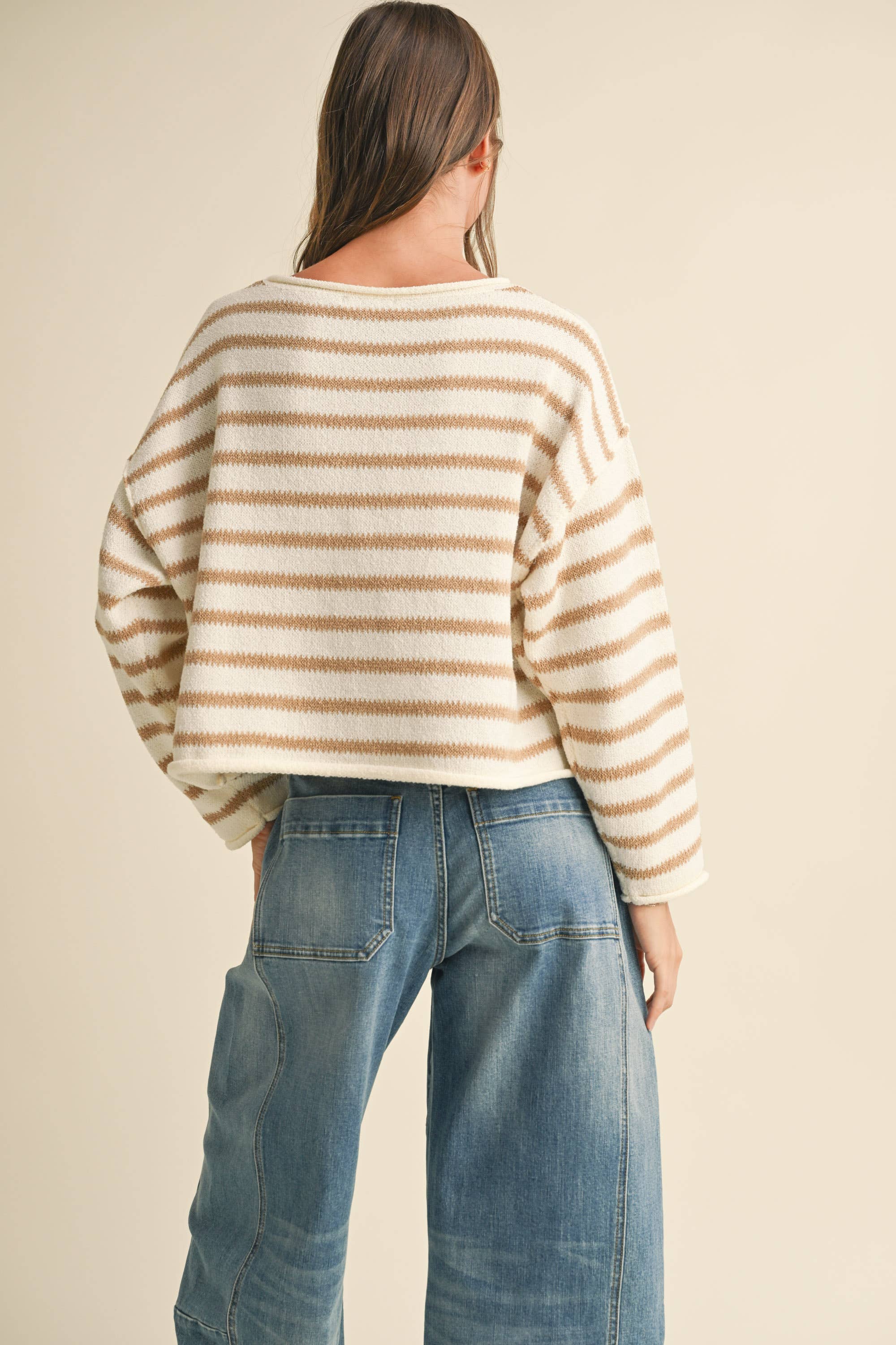 Straw Stripe Boxy Sweater