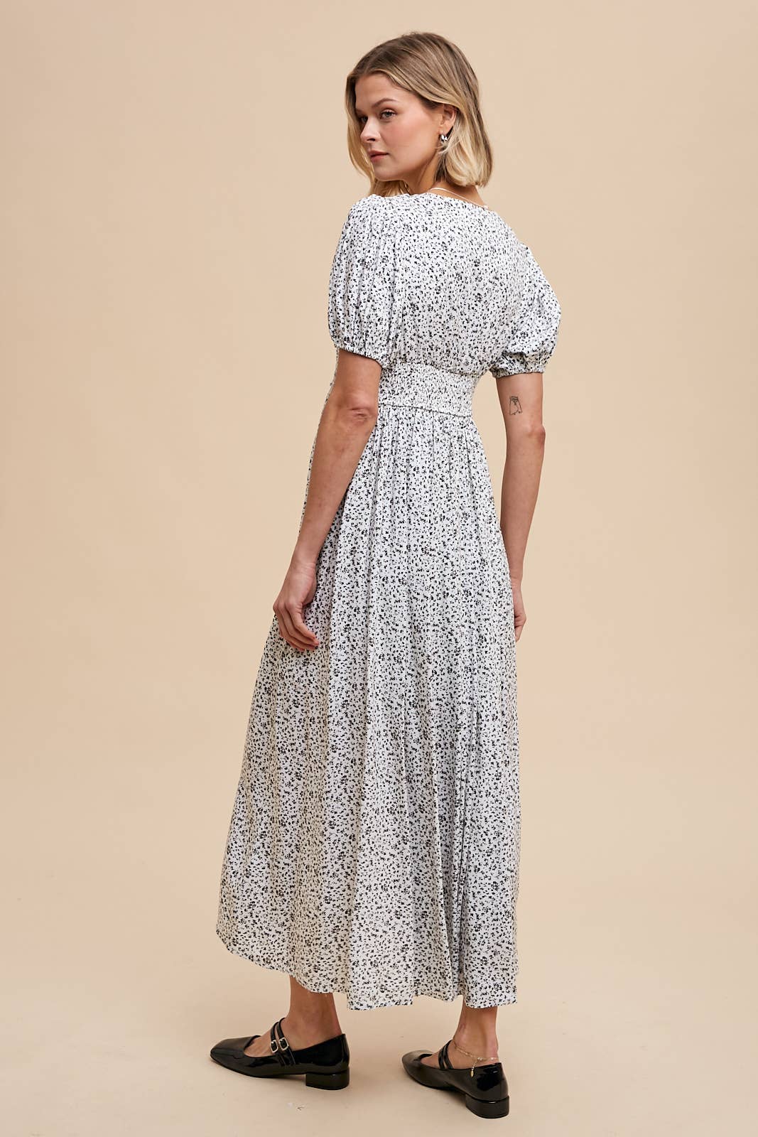 Floral Button Down Maxi Dress - Off White