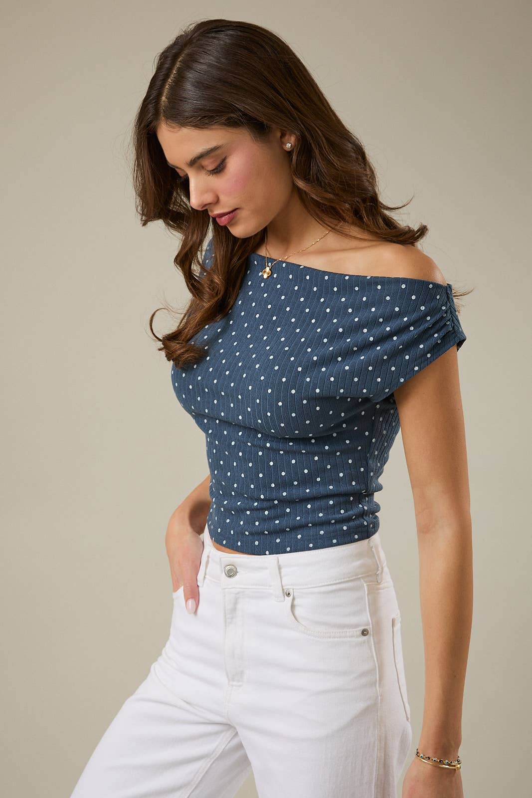 Slouchy Shoulder Top - Blue