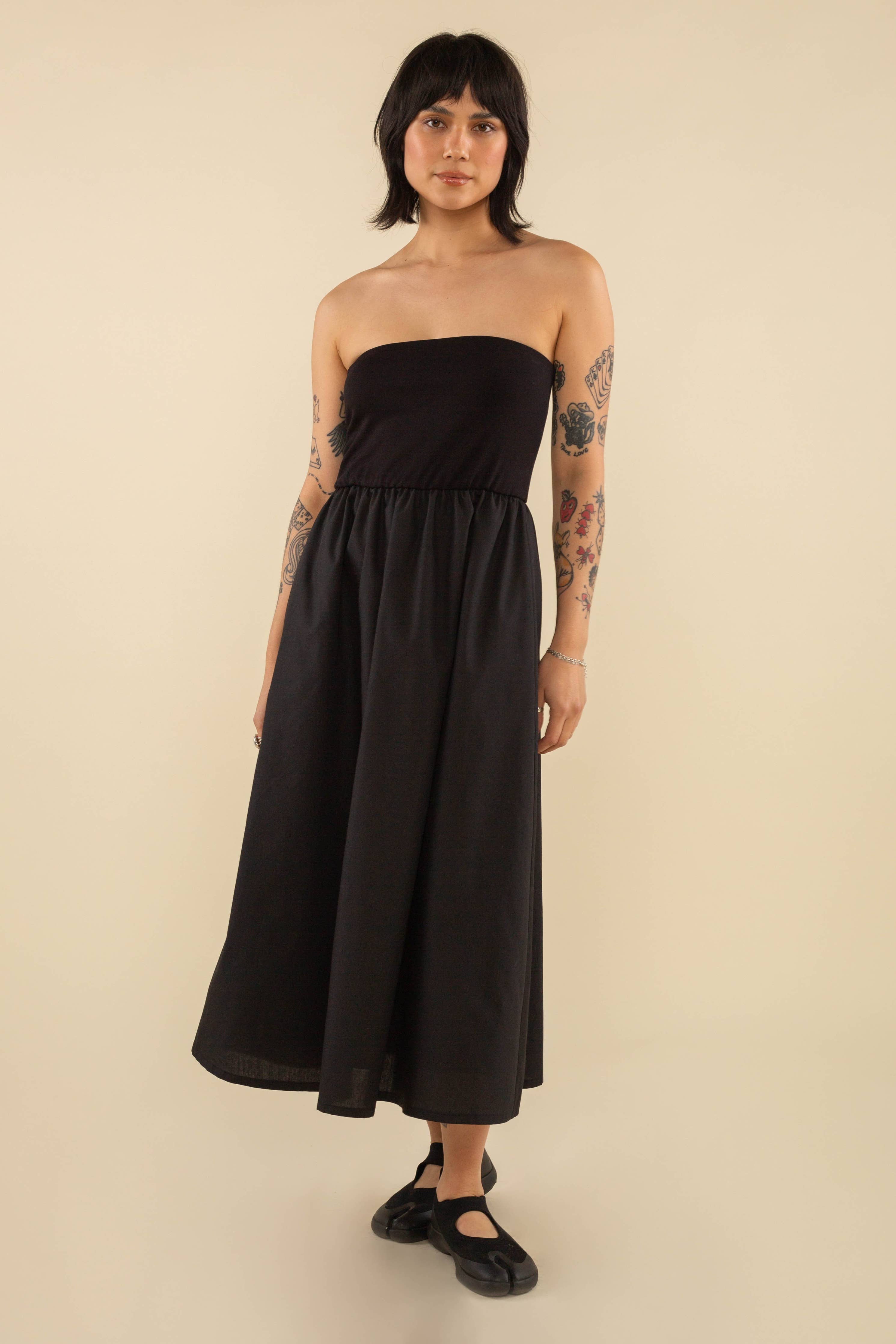 Johnny Tube Top Midi Dress - Black