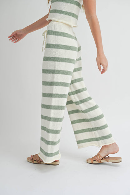 Sage Wide Stripe Knit Pants