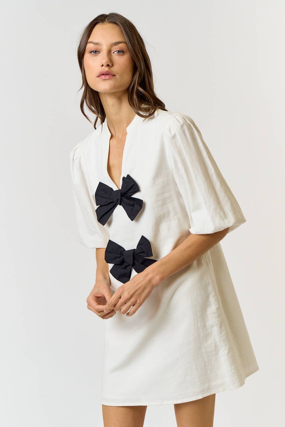 Bow Tie Linen Mini Dress