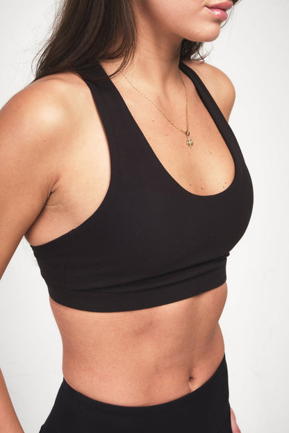 Contrast Sports Bra - Black