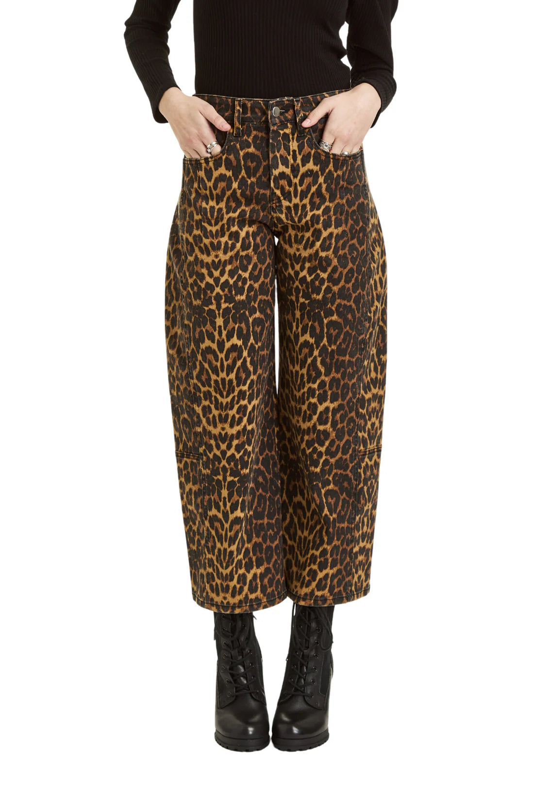 Leopard Crop Barrel Jeans