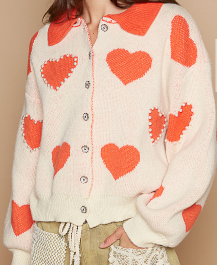 Heart Collared Cardigan