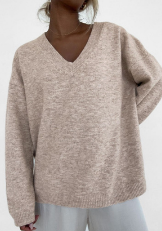 Hunter V Neck Sweater - Oatmeal Heather