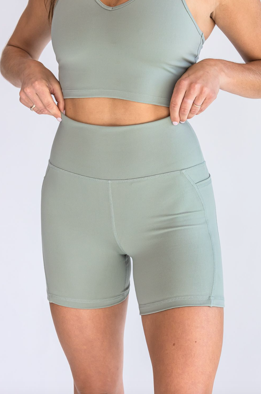 5&quot; Biker Shorts - Dusty Sage