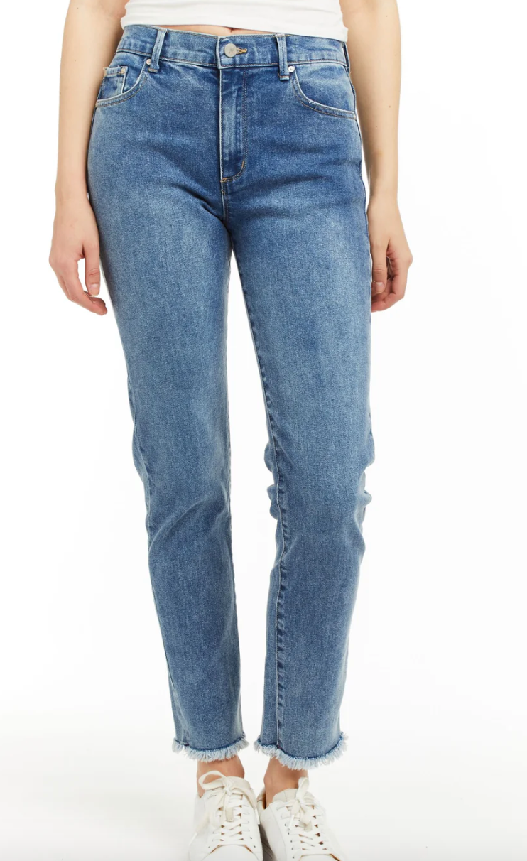 Hi Rise Raw Edge Slim Jeans