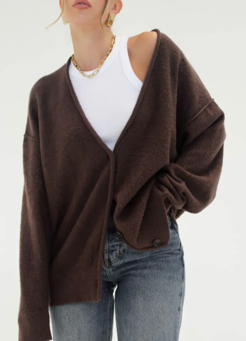 Longline Cardigan - Espresso