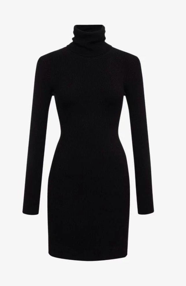 Turtleneck Mini Dress - Black