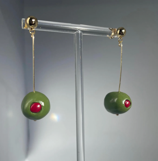 Single Olive Drop Earrings