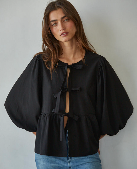 Bow Kisses Top - Black