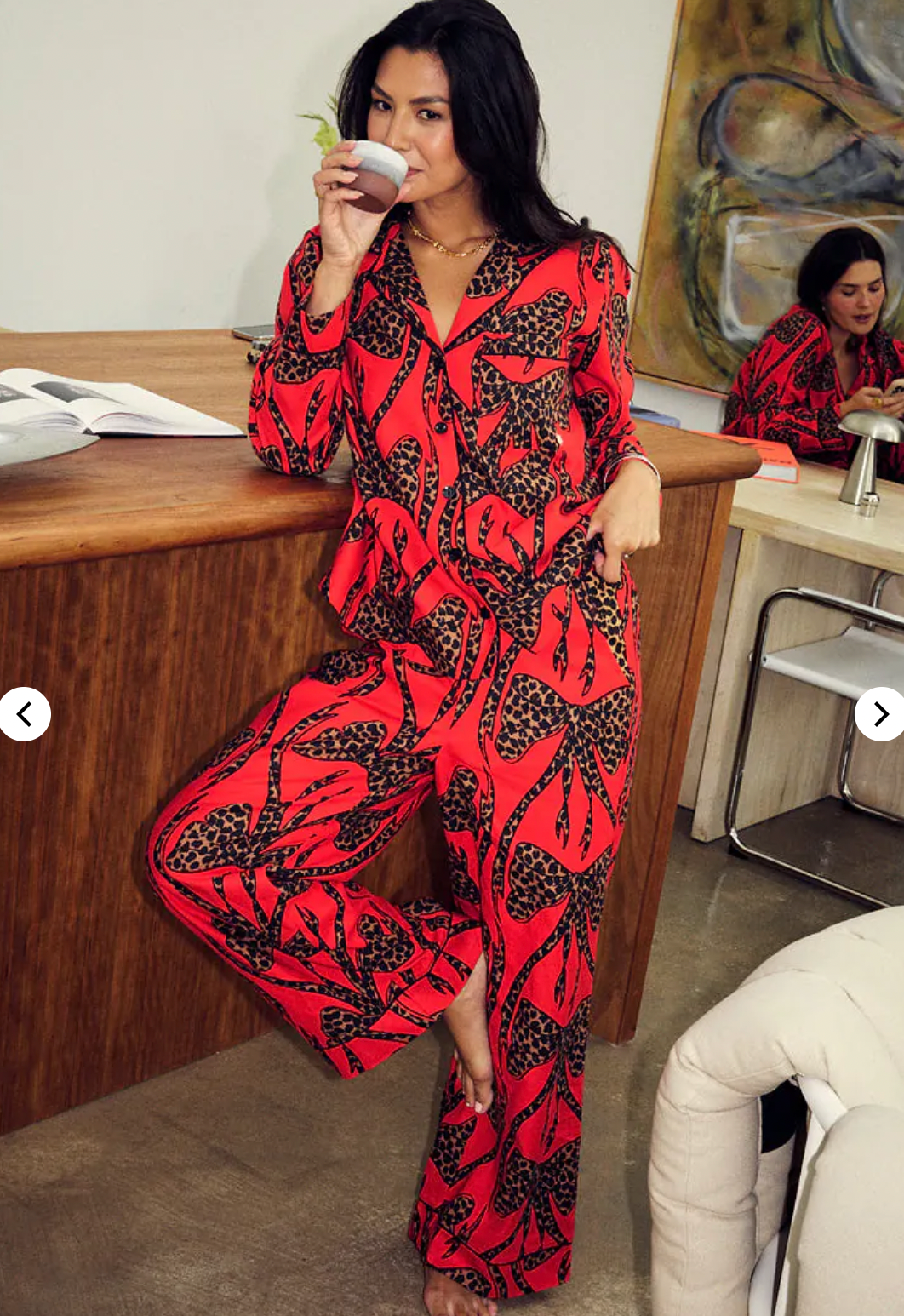 Red Bow Cotton Pajama Pants