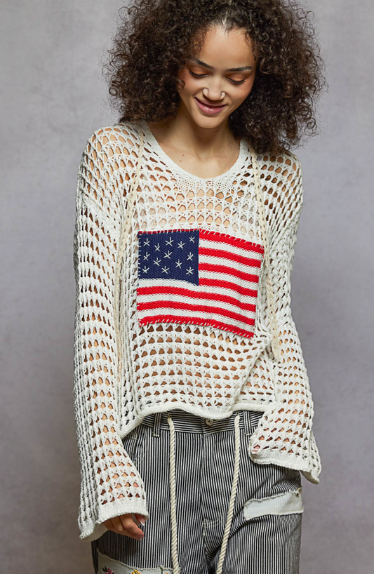 American Flag Crochet Hoodie