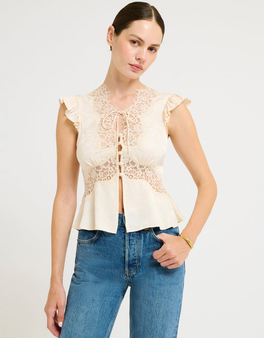 Wisteria Top - Ivory Jacquard