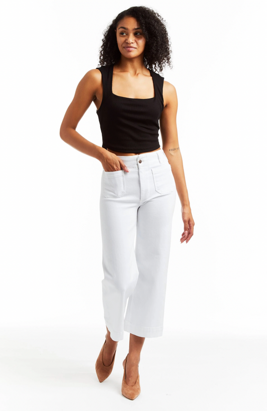 Patch Pocket Wide Leg - White