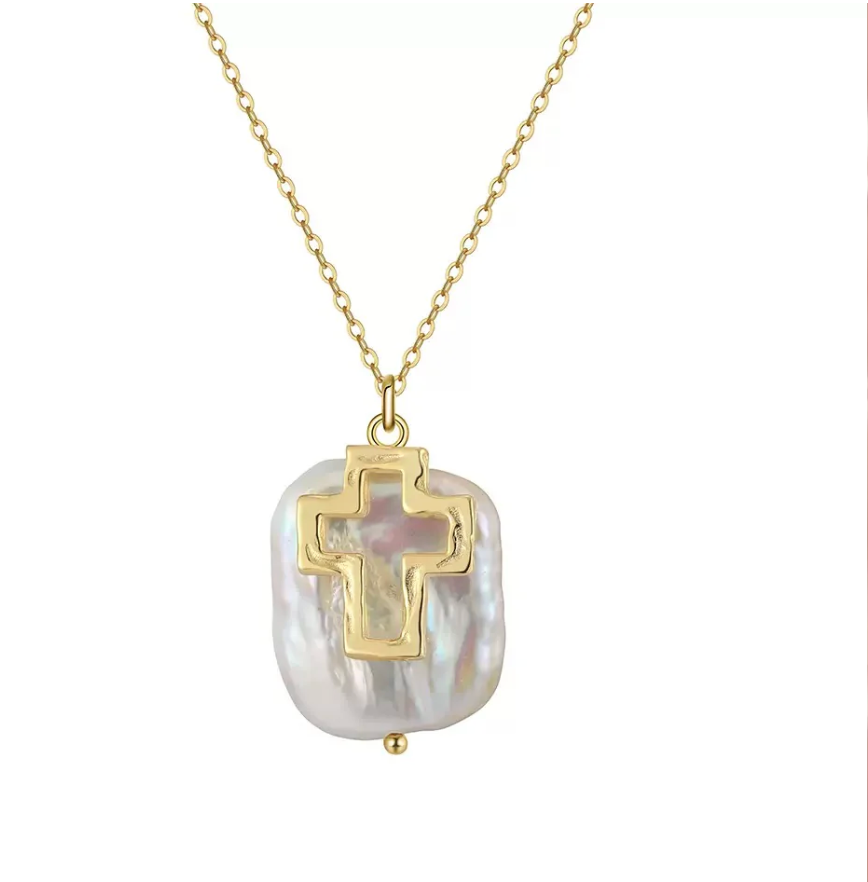 Baroque Cross Necklace