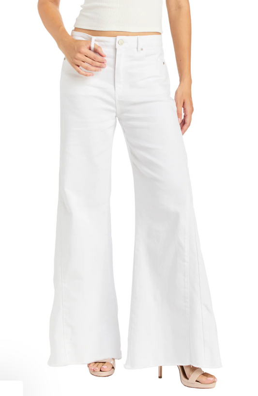 Side Paneled White Jeans