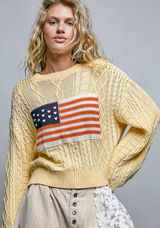 Flag USA Sweater - Yellow