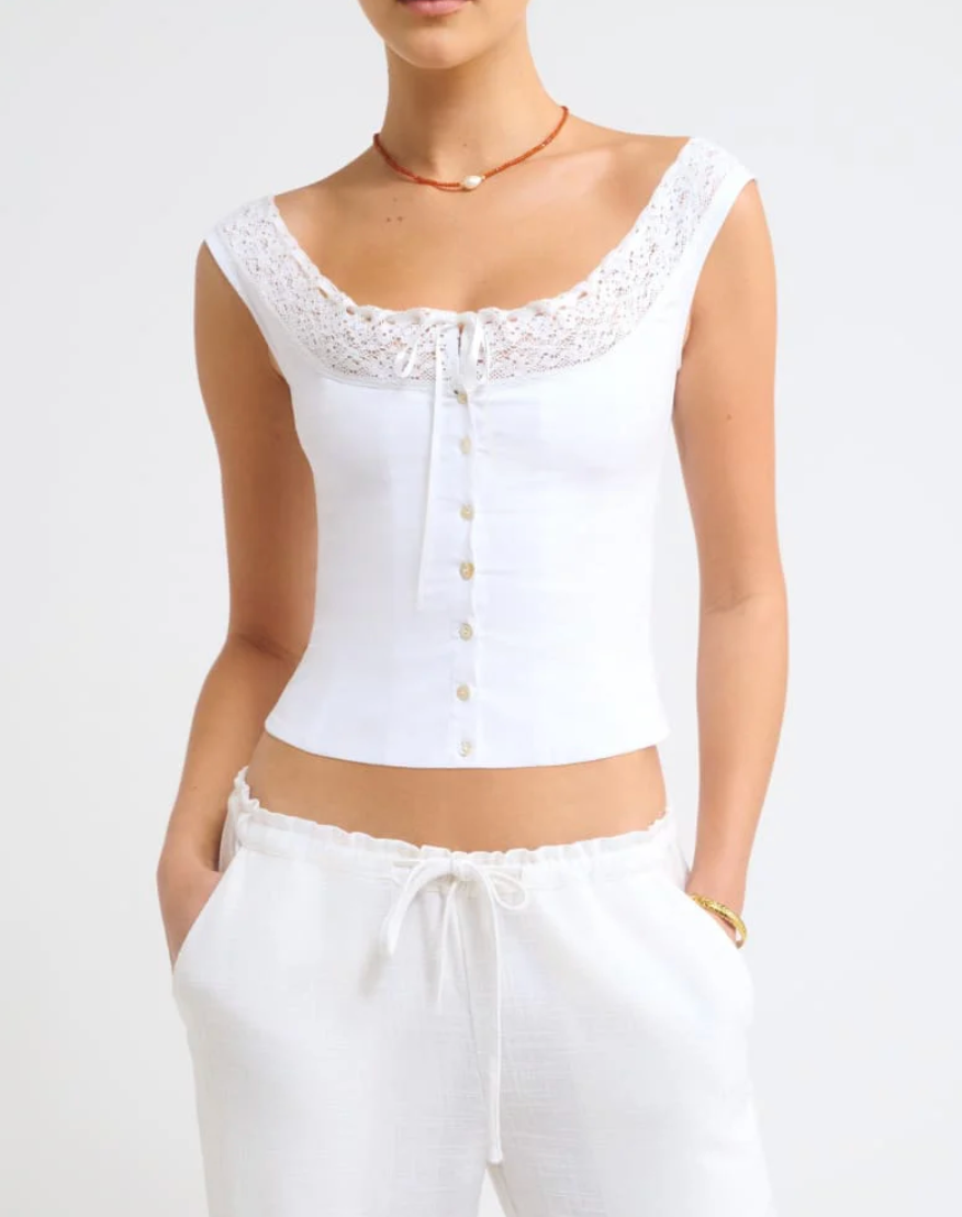 Decolletage Top - White