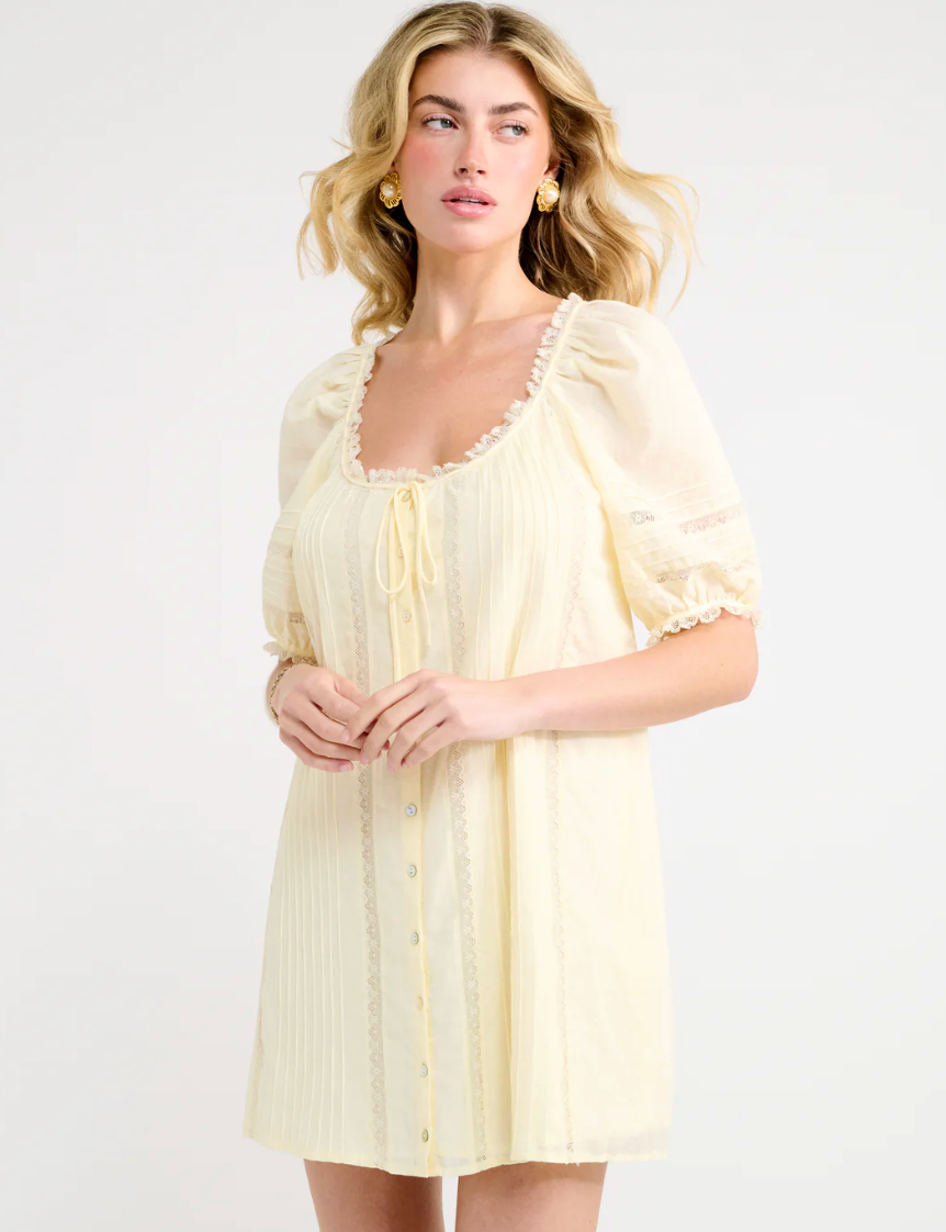 Prairie Mini Dress - Custard