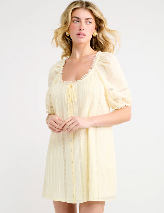 Prairie Mini Dress - Custard