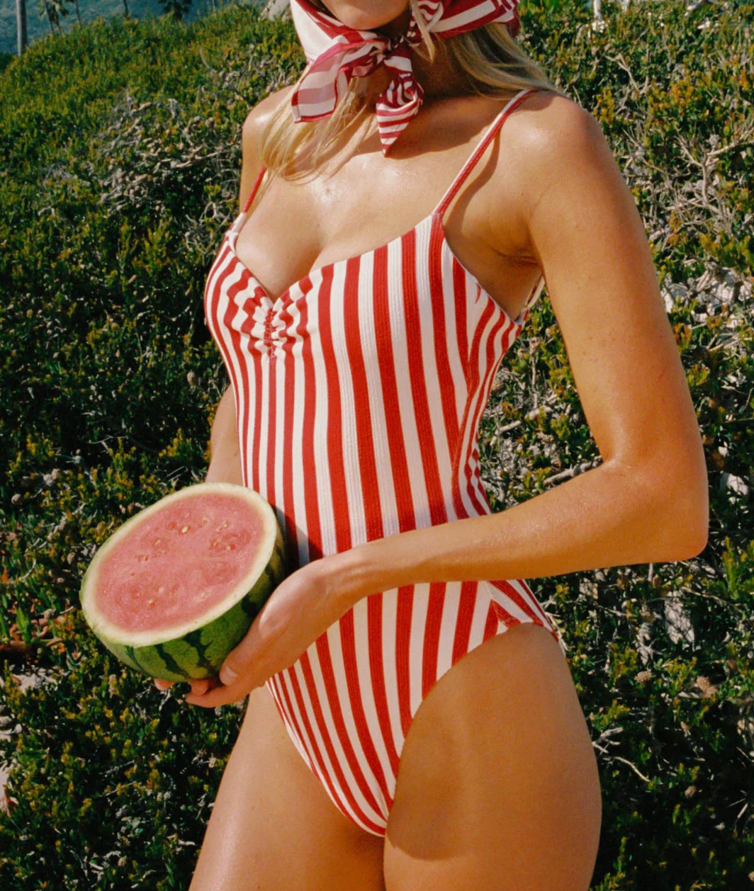 Bells Beach One Piece -Red Stripe