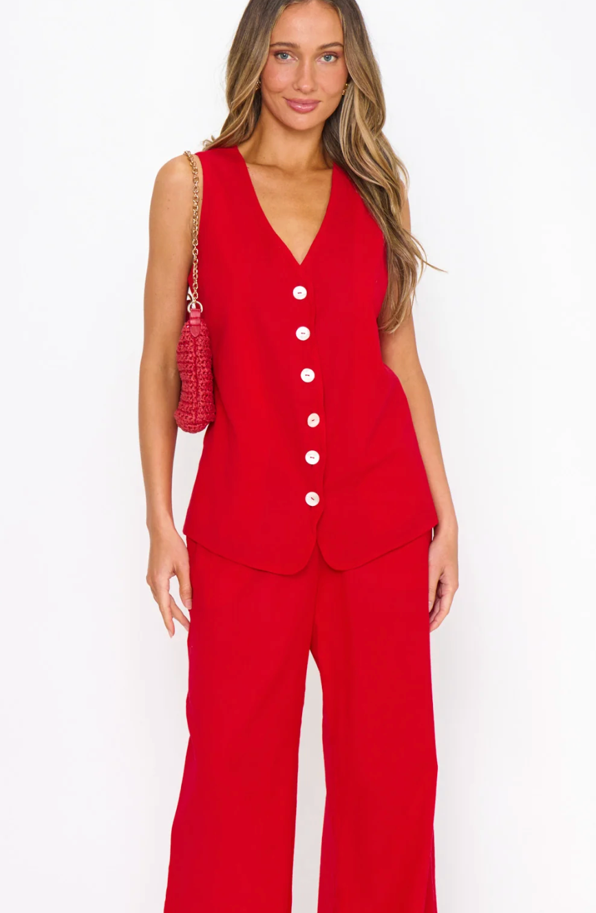 It Takes Two Top - Tomato Linen