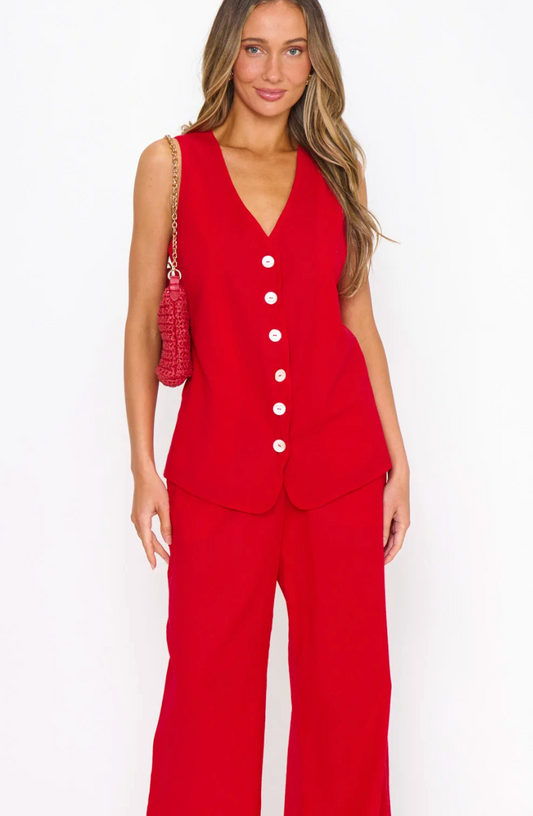 It Takes Two Top - Tomato Linen