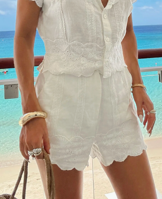 Lyla Shorts - White Eyelet