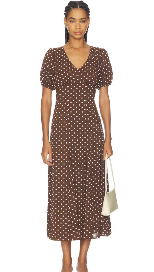 Anika Dress - Brown Dot