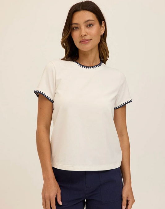 Ginny Stitch Jersey Tee - White