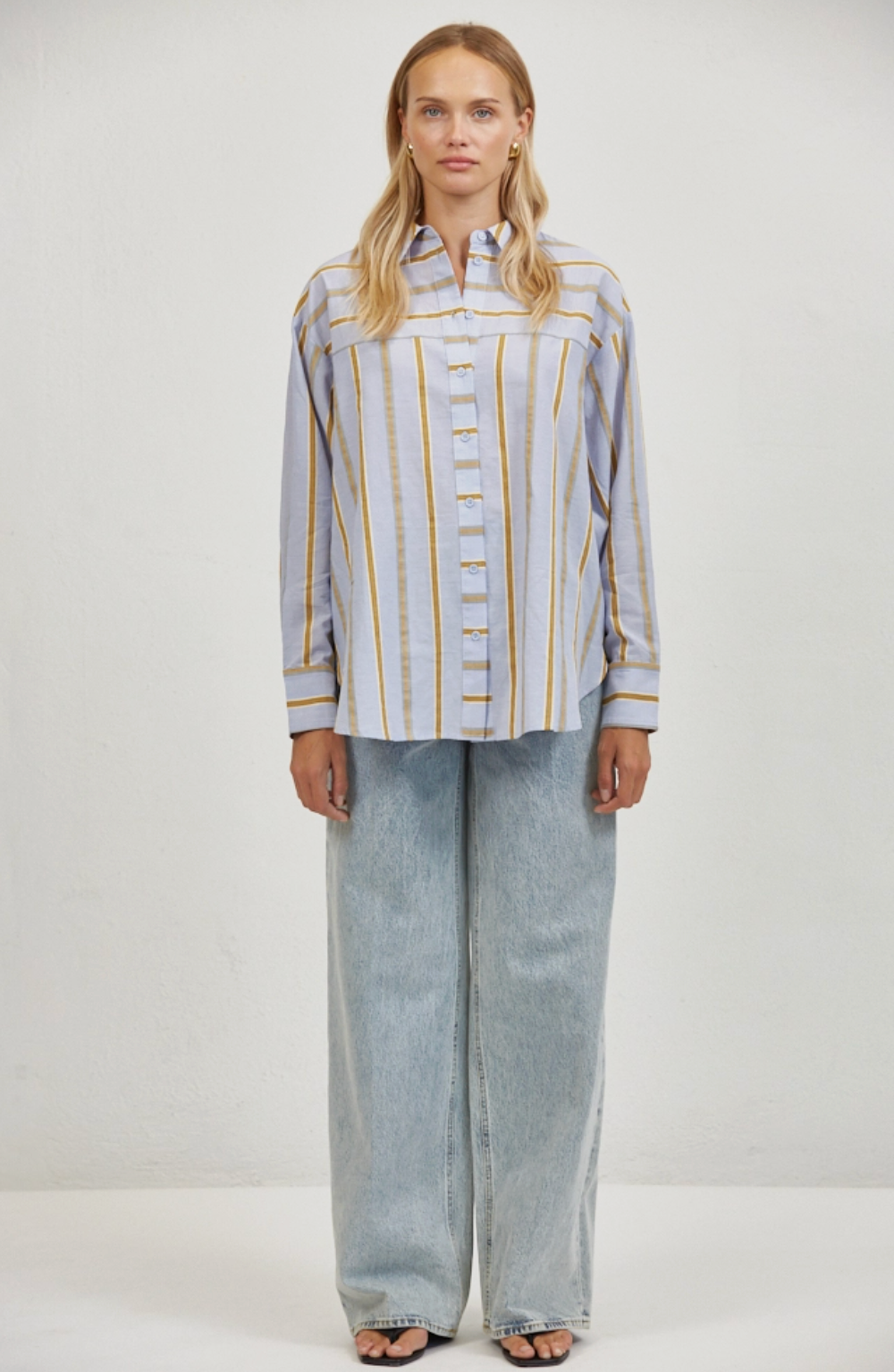 Linen Striped Collared Shirt