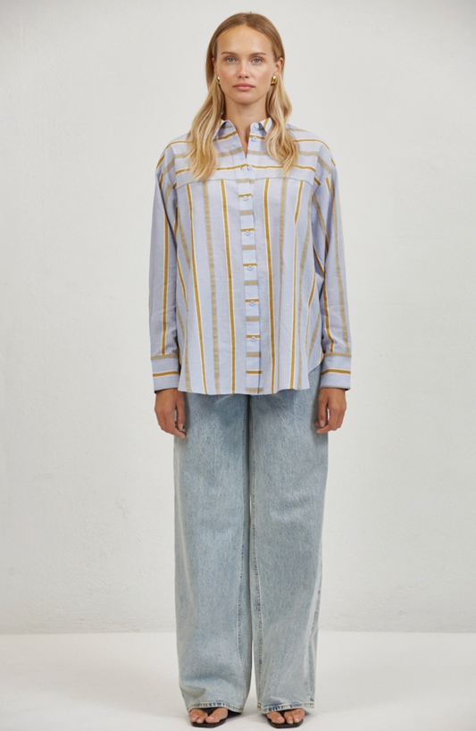 Linen Striped Collared Shirt