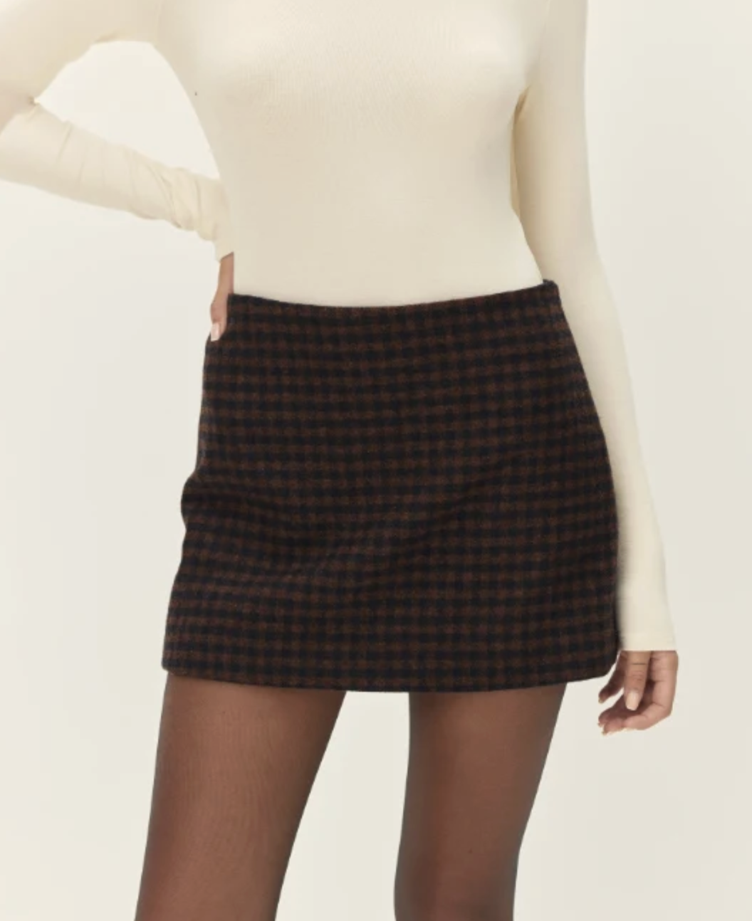 Simone Mini Skirt - Navy brown