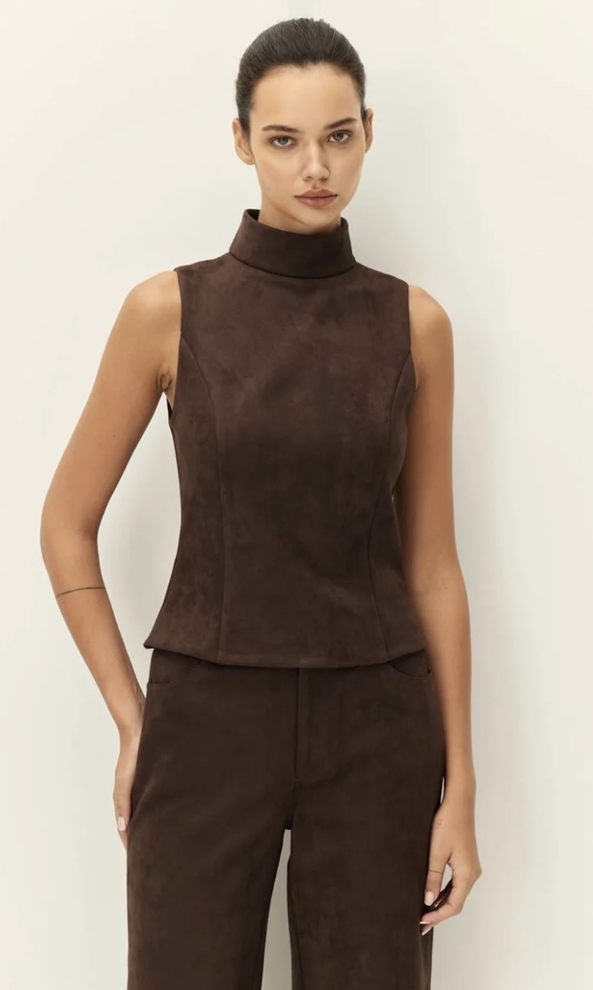 Etienne Faux Suede Top