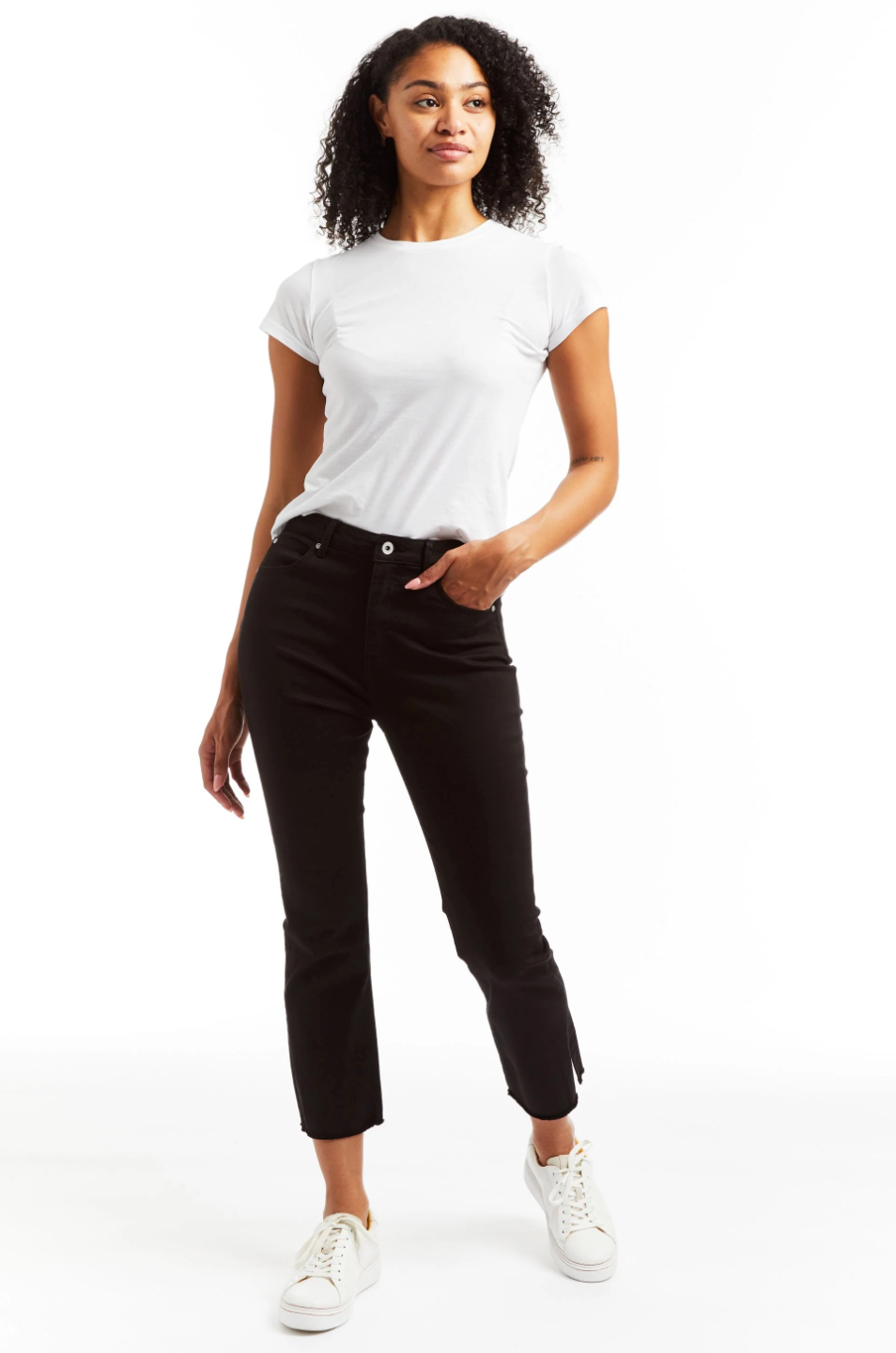 High Rise Raw Hem Black jeans