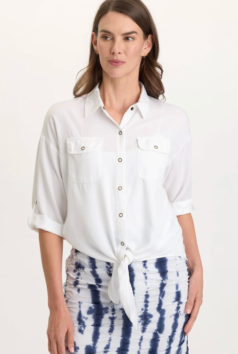 Tyrell Tie-Front Top - Wht