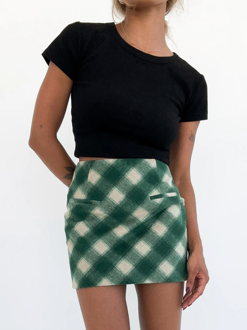 Ranch Mini Skirt - Green Plaid