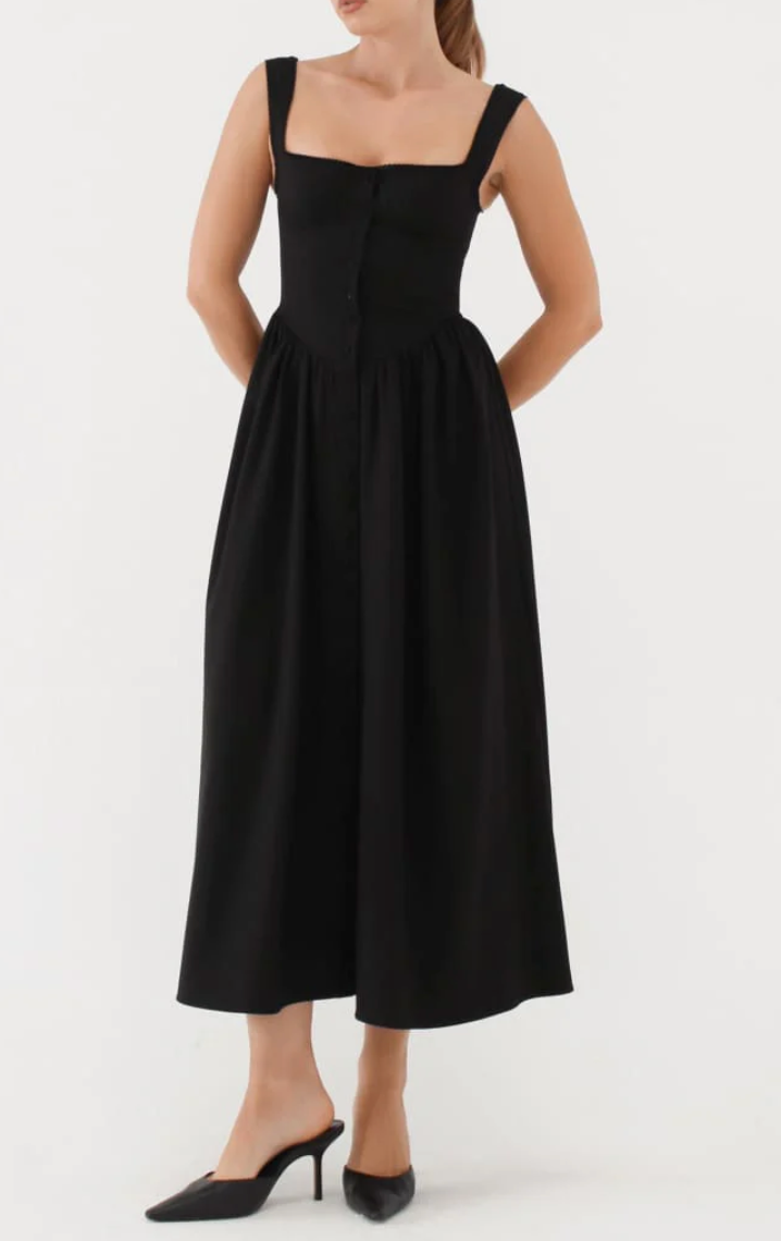 Antoinette Midi Dress - Black