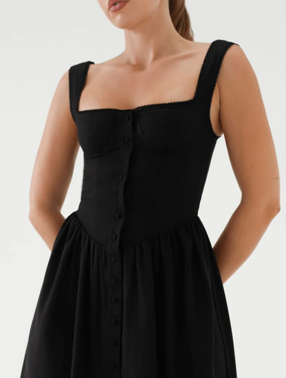 Antoinette Midi Dress - Black