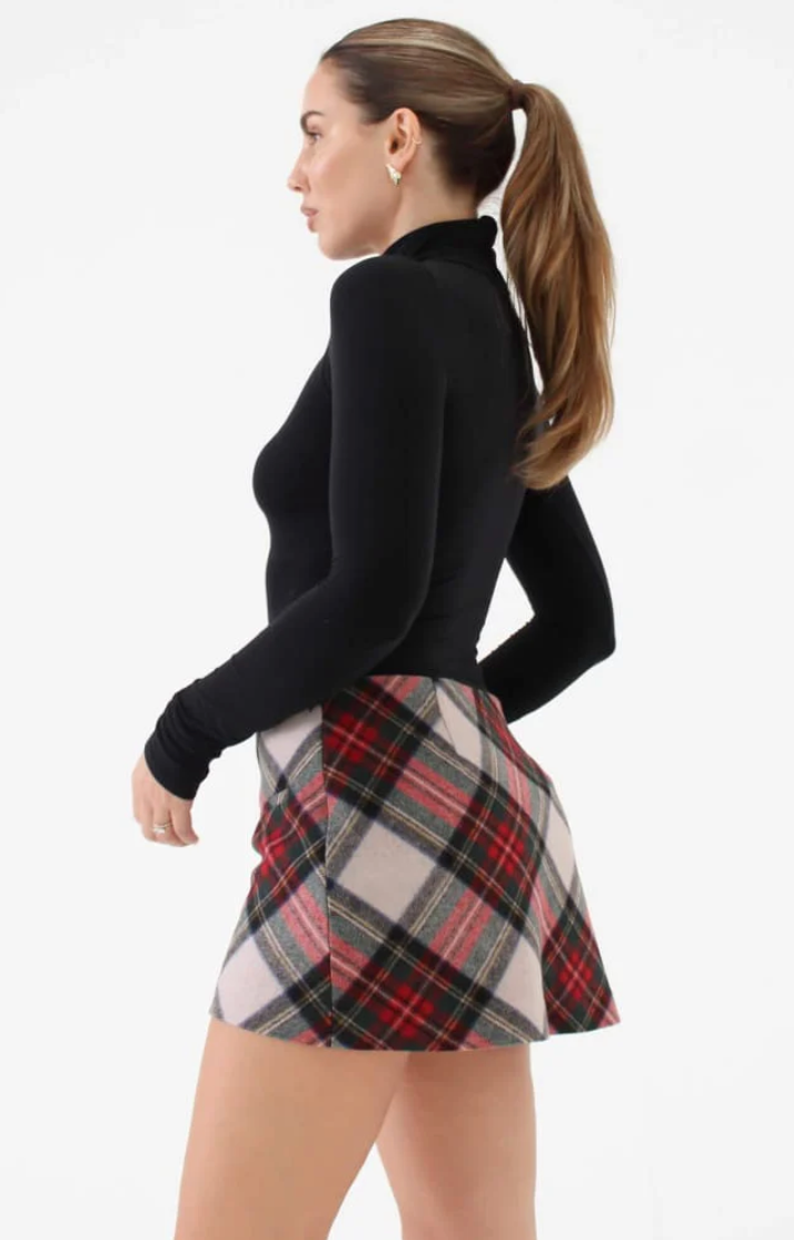 Mistletoe Plaid Micro Skort