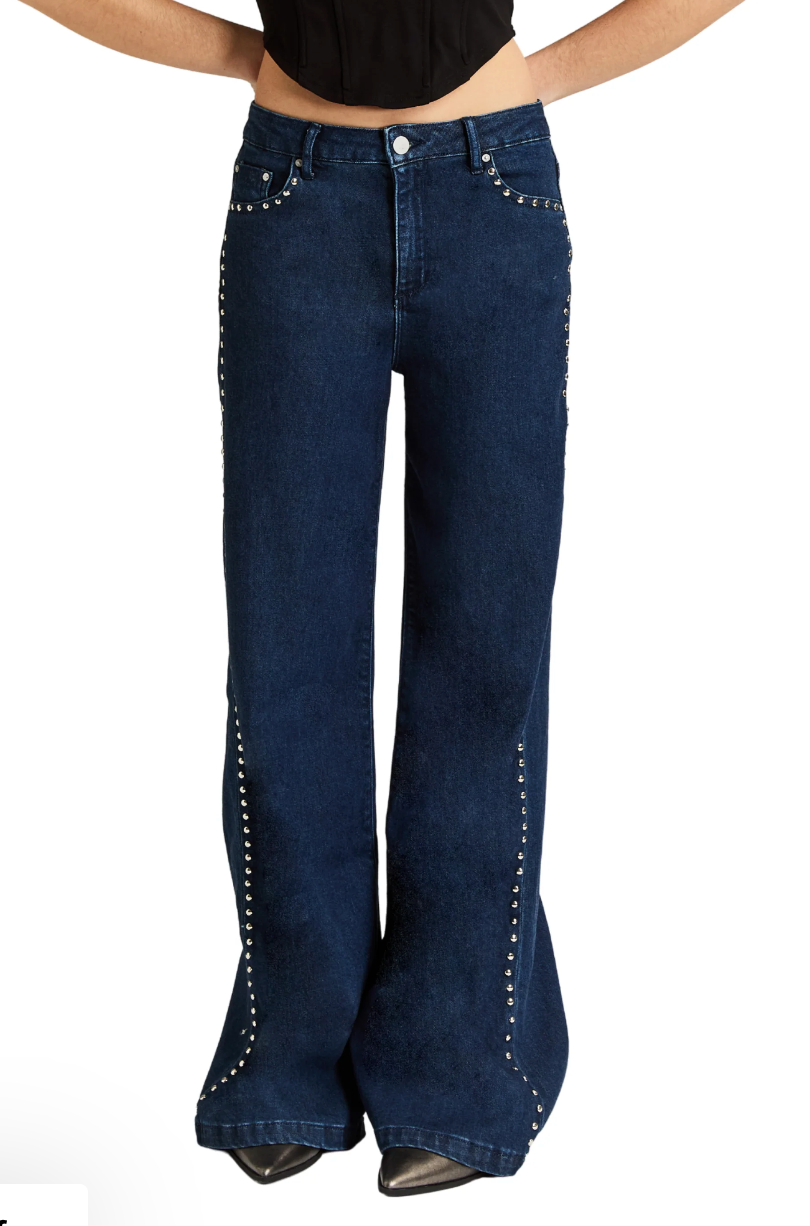Side Studded Jean - Dark Wash
