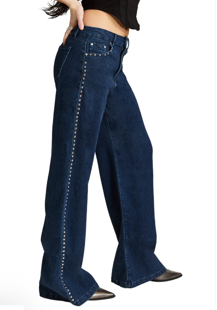 Side Studded Jean - Dark Wash