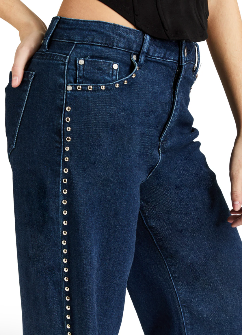 Side Studded Jean - Dark Wash