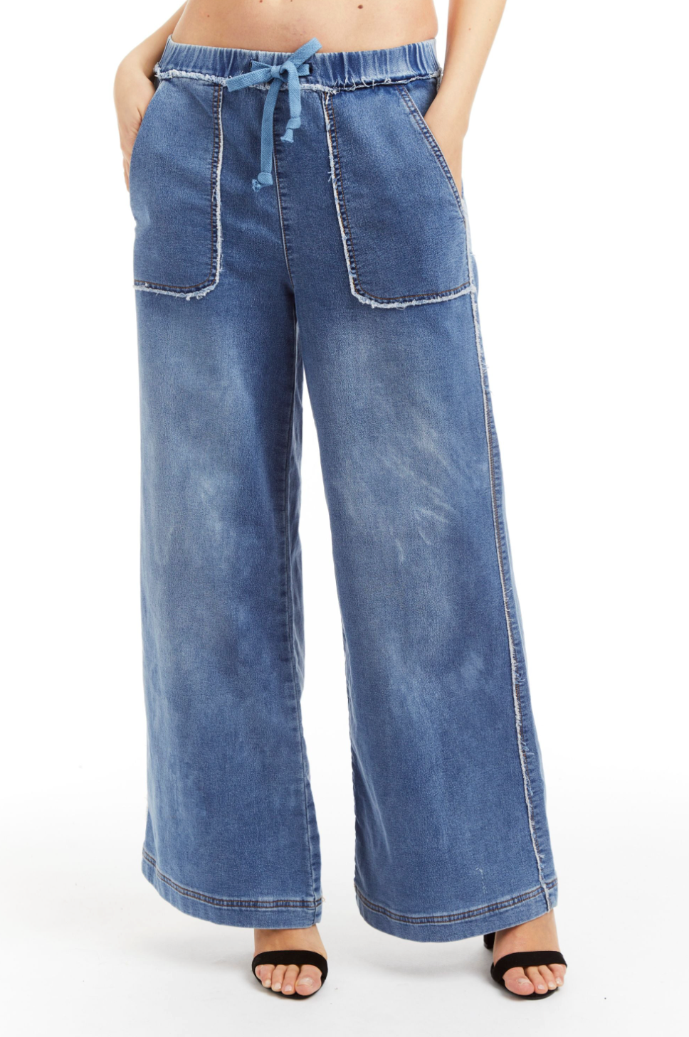 Mid Rise Lounge Pant - Med Denim