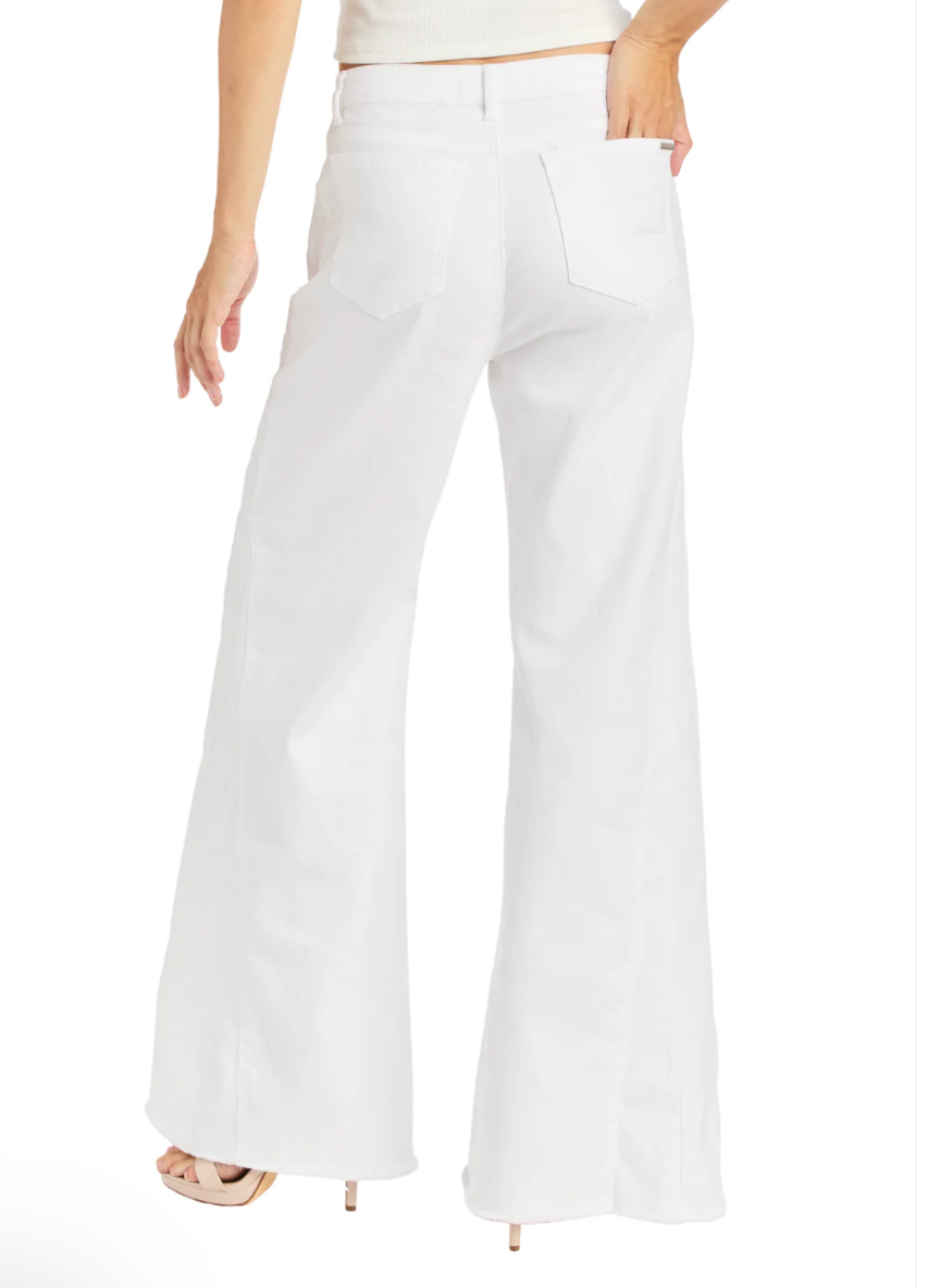 Side Paneled White Jeans