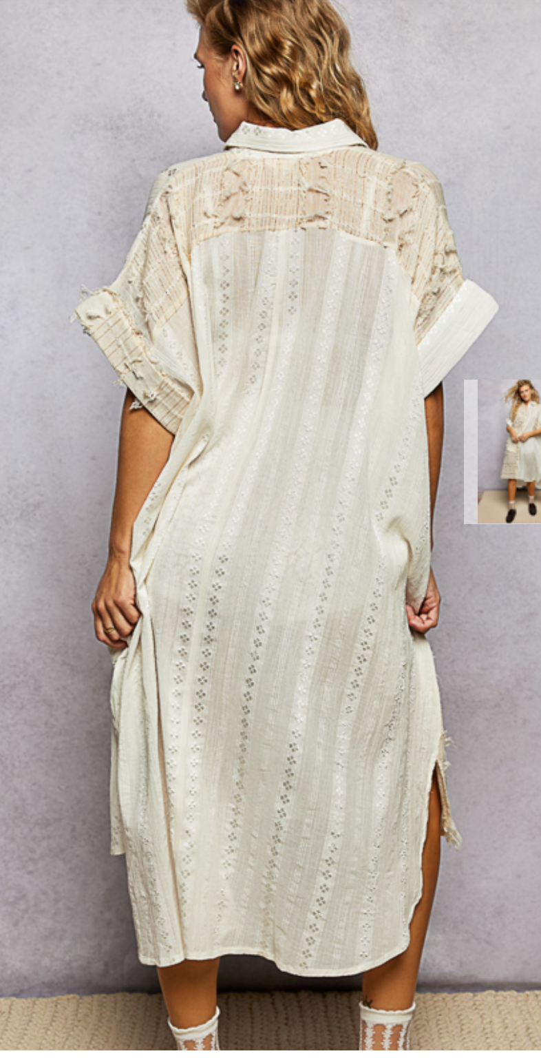 Boho T Shirt Dress - Natural